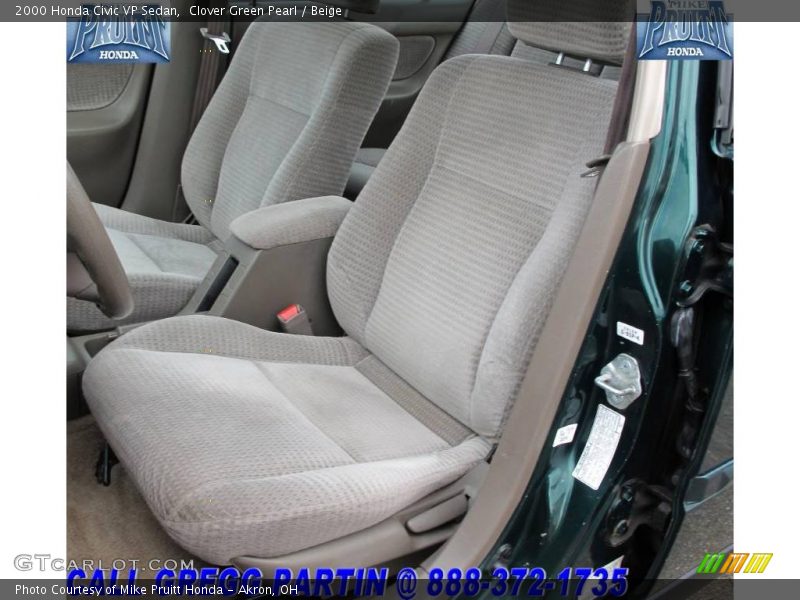 Clover Green Pearl / Beige 2000 Honda Civic VP Sedan