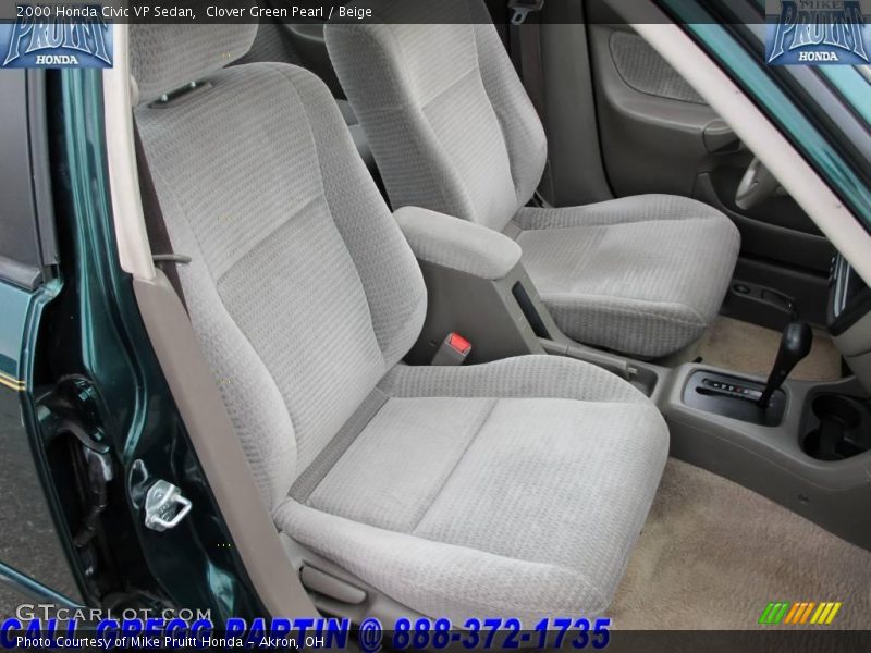 Clover Green Pearl / Beige 2000 Honda Civic VP Sedan