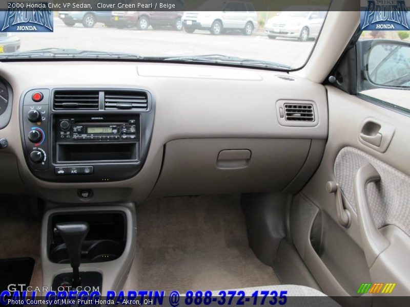 Clover Green Pearl / Beige 2000 Honda Civic VP Sedan
