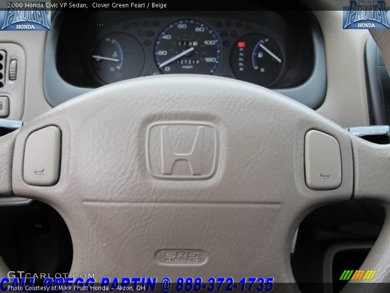 Clover Green Pearl / Beige 2000 Honda Civic VP Sedan
