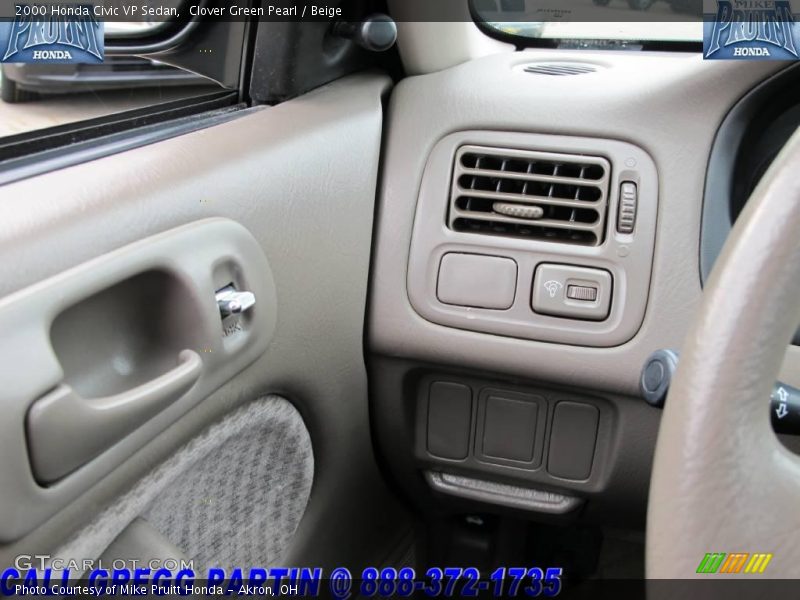 Clover Green Pearl / Beige 2000 Honda Civic VP Sedan