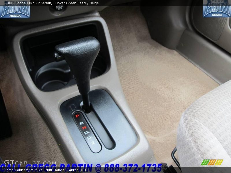 Clover Green Pearl / Beige 2000 Honda Civic VP Sedan