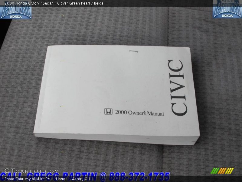 Clover Green Pearl / Beige 2000 Honda Civic VP Sedan