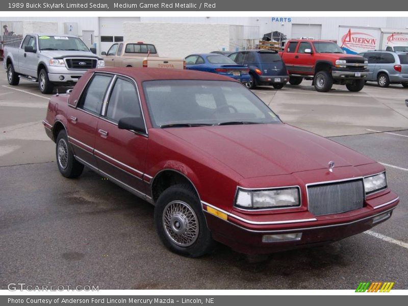Medium Garnet Red Metallic / Red 1989 Buick Skylark Limited Sedan
