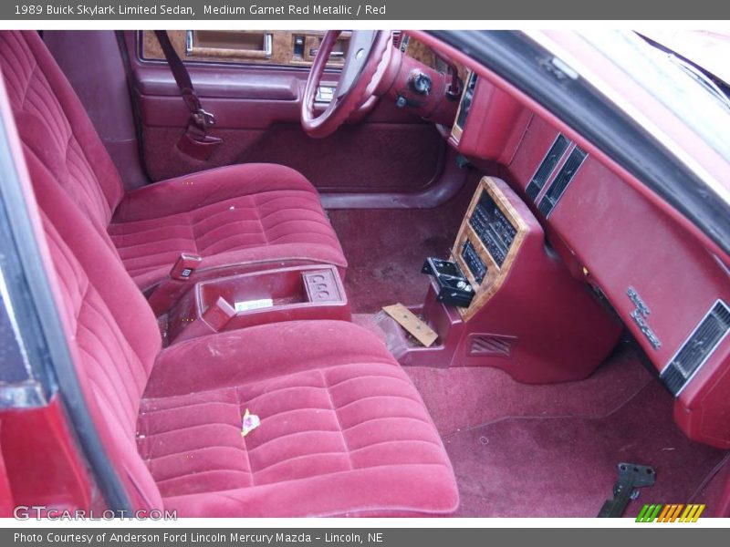 Medium Garnet Red Metallic / Red 1989 Buick Skylark Limited Sedan
