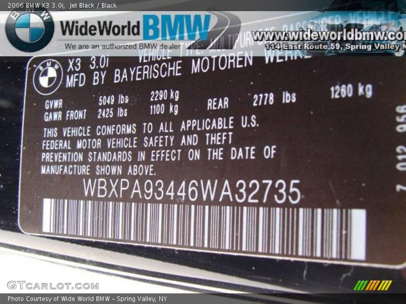 Jet Black / Black 2006 BMW X3 3.0i