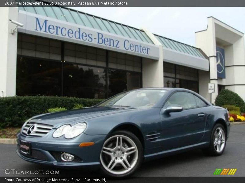 Aegean Blue Metallic / Stone 2007 Mercedes-Benz SL 550 Roadster