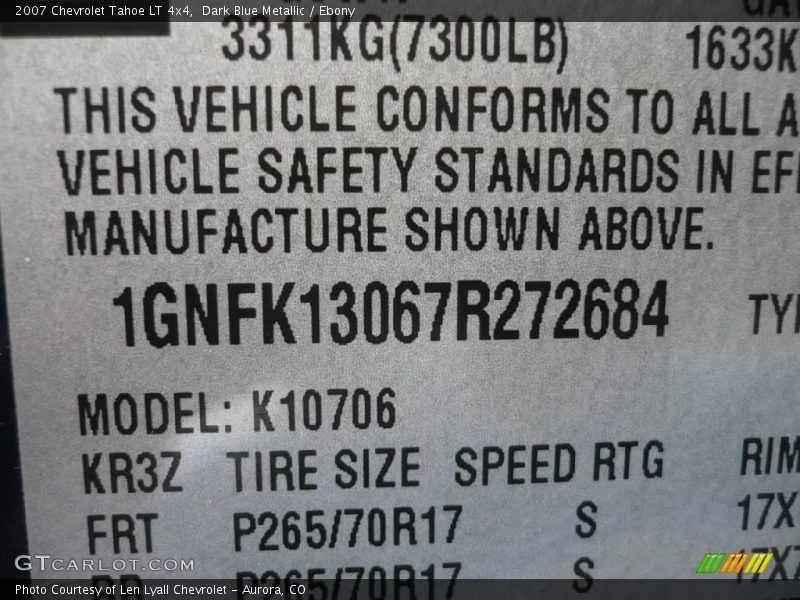 Dark Blue Metallic / Ebony 2007 Chevrolet Tahoe LT 4x4