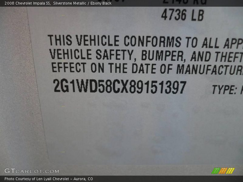 Silverstone Metallic / Ebony Black 2008 Chevrolet Impala SS