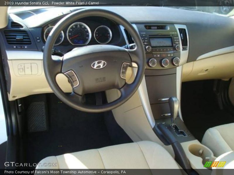 Powder White Pearl / Camel 2009 Hyundai Sonata GLS