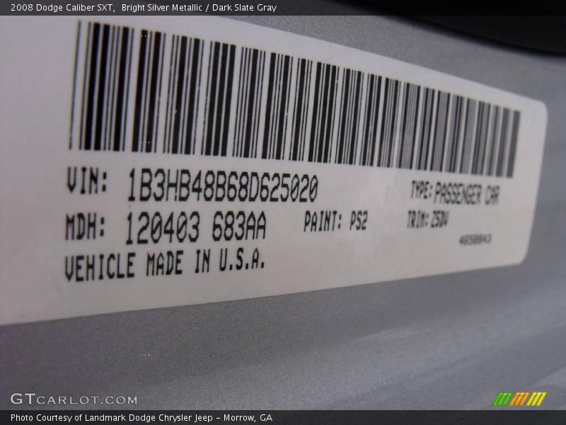 Bright Silver Metallic / Dark Slate Gray 2008 Dodge Caliber SXT