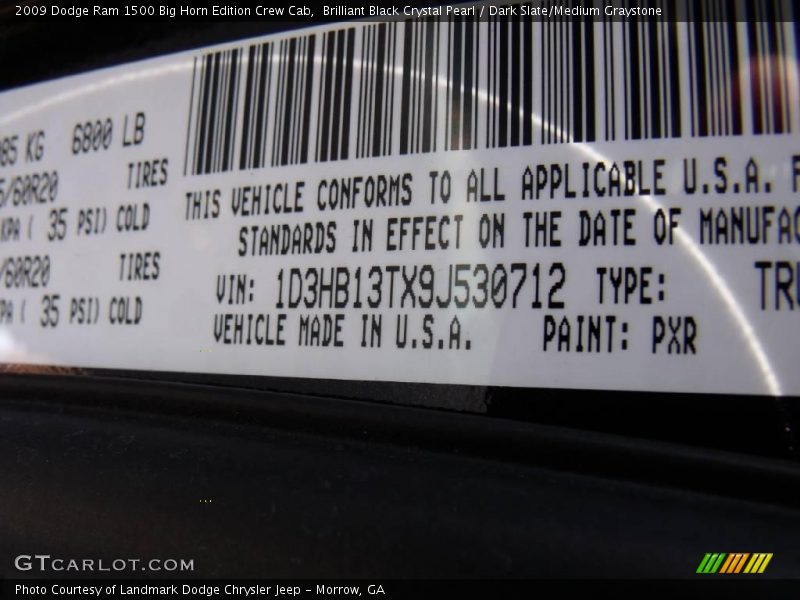 Brilliant Black Crystal Pearl / Dark Slate/Medium Graystone 2009 Dodge Ram 1500 Big Horn Edition Crew Cab