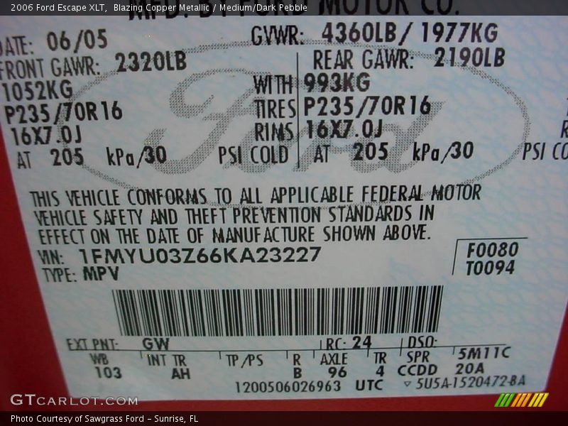 Blazing Copper Metallic / Medium/Dark Pebble 2006 Ford Escape XLT