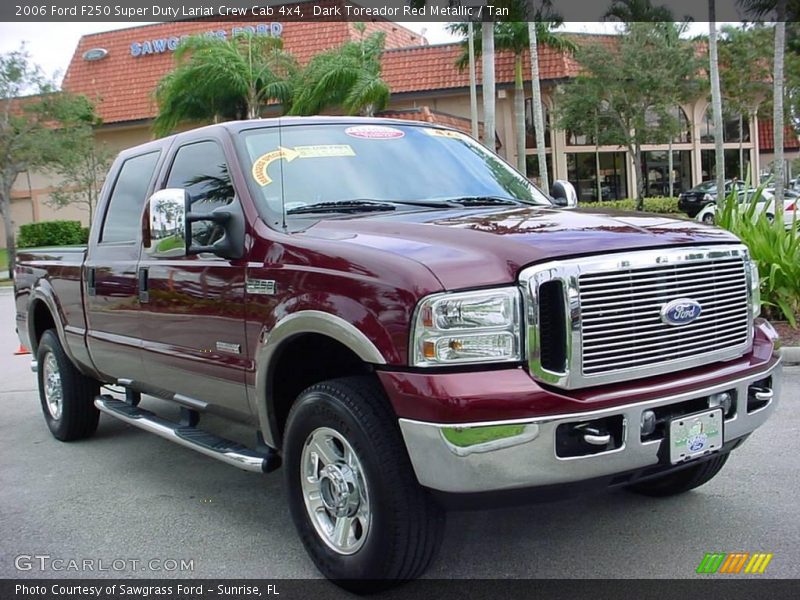 Dark Toreador Red Metallic / Tan 2006 Ford F250 Super Duty Lariat Crew Cab 4x4
