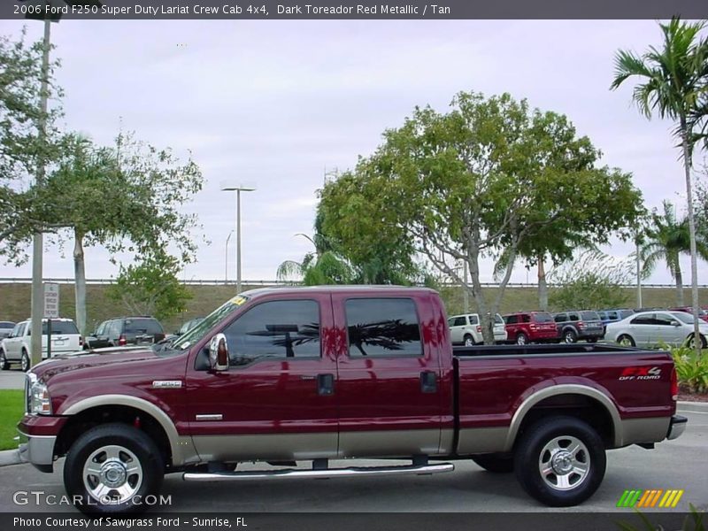 Dark Toreador Red Metallic / Tan 2006 Ford F250 Super Duty Lariat Crew Cab 4x4