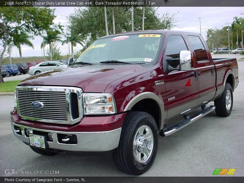 Dark Toreador Red Metallic / Tan 2006 Ford F250 Super Duty Lariat Crew Cab 4x4
