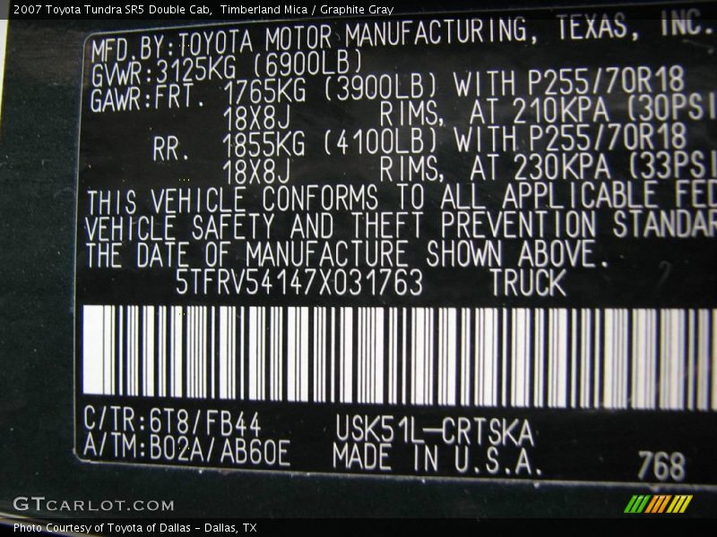 Timberland Mica / Graphite Gray 2007 Toyota Tundra SR5 Double Cab