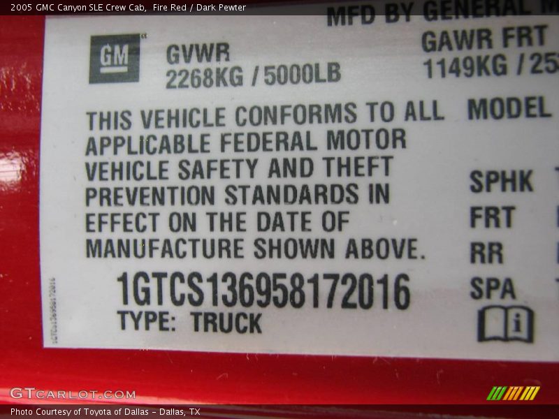 Fire Red / Dark Pewter 2005 GMC Canyon SLE Crew Cab