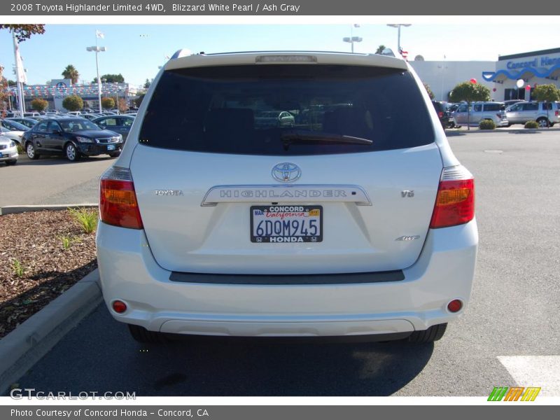 Blizzard White Pearl / Ash Gray 2008 Toyota Highlander Limited 4WD