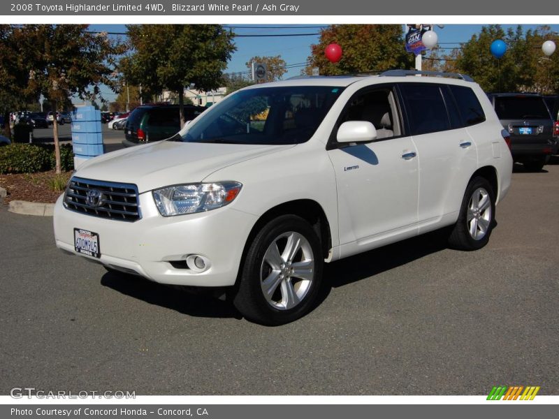 Blizzard White Pearl / Ash Gray 2008 Toyota Highlander Limited 4WD