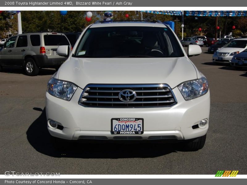 Blizzard White Pearl / Ash Gray 2008 Toyota Highlander Limited 4WD