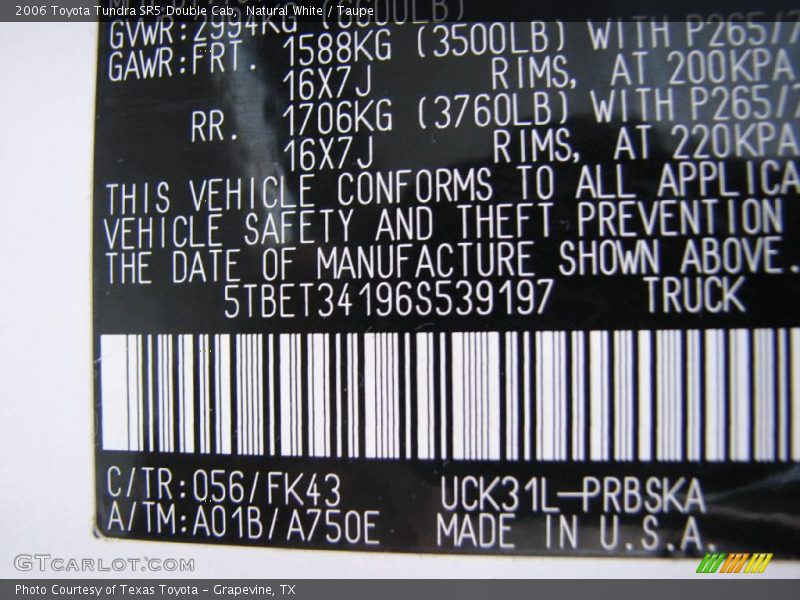Natural White / Taupe 2006 Toyota Tundra SR5 Double Cab