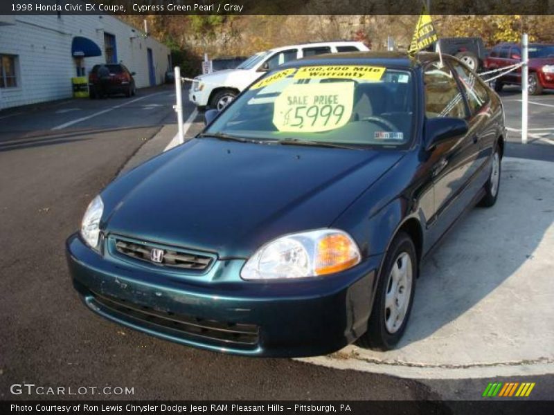 Cypress Green Pearl / Gray 1998 Honda Civic EX Coupe