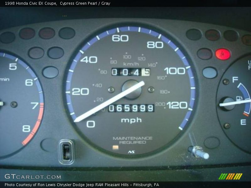 Cypress Green Pearl / Gray 1998 Honda Civic EX Coupe