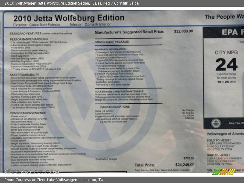Salsa Red / Cornsilk Beige 2010 Volkswagen Jetta Wolfsburg Edition Sedan