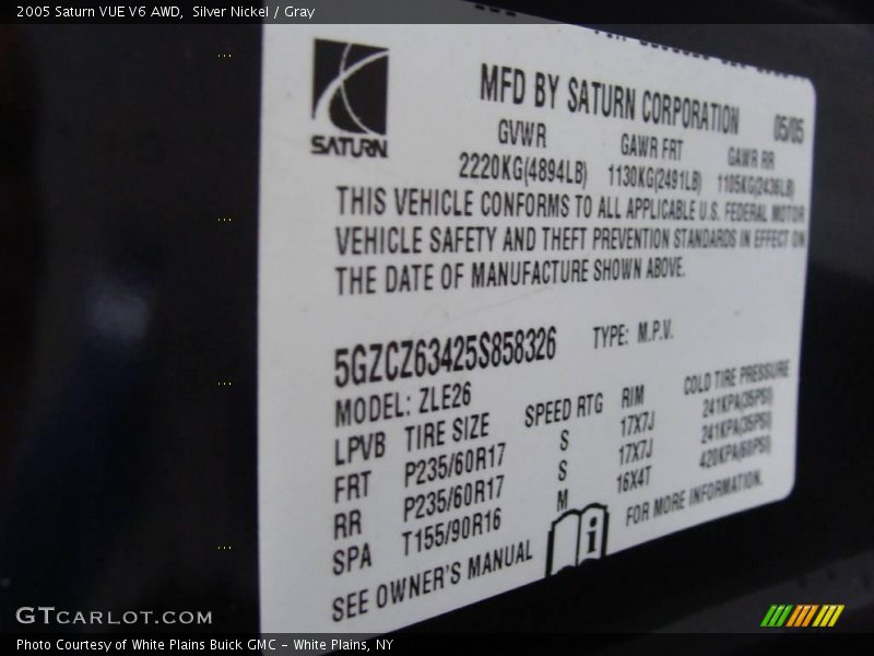 Silver Nickel / Gray 2005 Saturn VUE V6 AWD