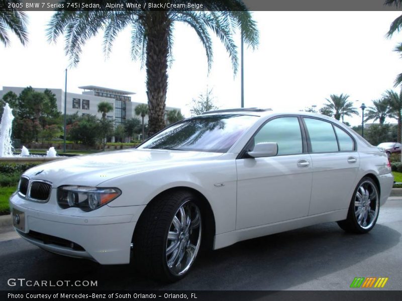 Alpine White / Black/Cream Beige 2005 BMW 7 Series 745i Sedan