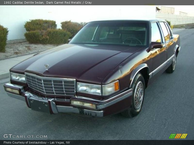 Dark Garnet Red Metallic / Gray 1992 Cadillac DeVille Sedan