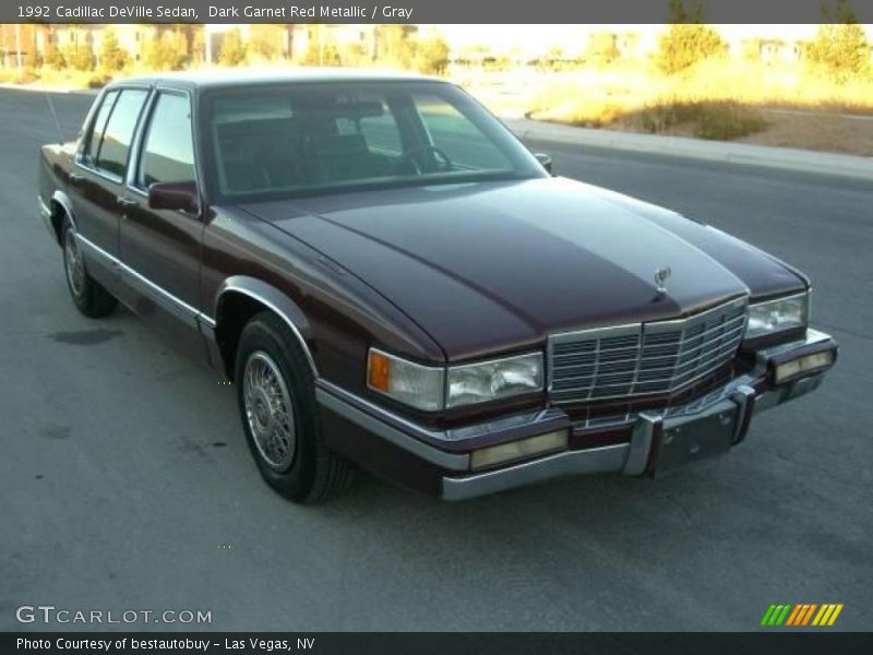 Dark Garnet Red Metallic / Gray 1992 Cadillac DeVille Sedan