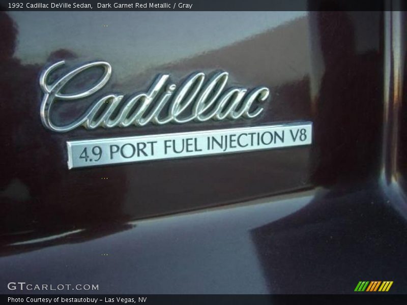 Dark Garnet Red Metallic / Gray 1992 Cadillac DeVille Sedan