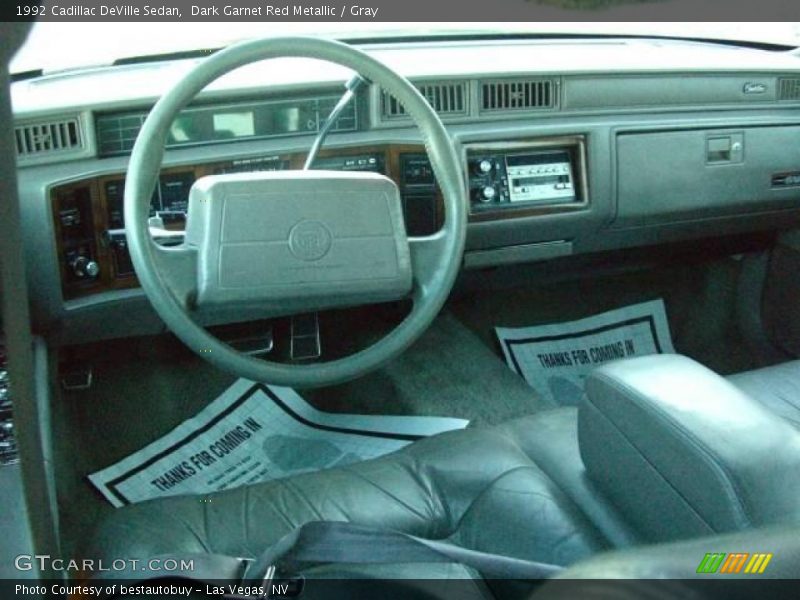 Dark Garnet Red Metallic / Gray 1992 Cadillac DeVille Sedan