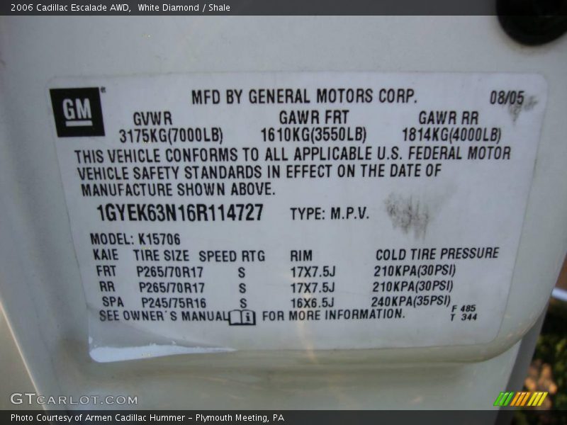 White Diamond / Shale 2006 Cadillac Escalade AWD