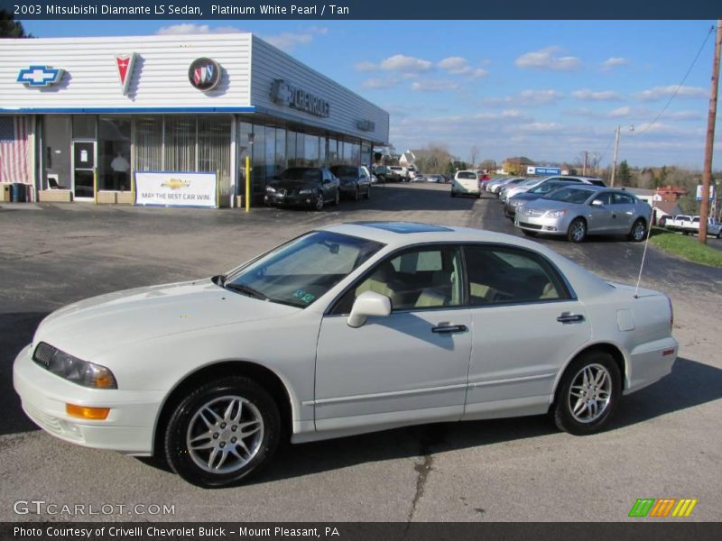 Platinum White Pearl / Tan 2003 Mitsubishi Diamante LS Sedan