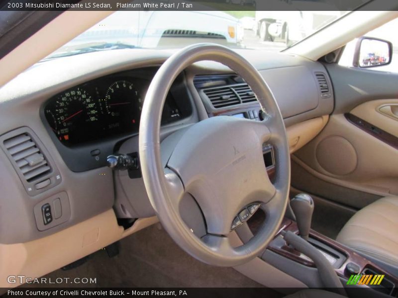 Platinum White Pearl / Tan 2003 Mitsubishi Diamante LS Sedan