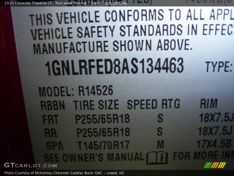 Red Jewel Tintcoat / Dark Gray/Light Gray 2010 Chevrolet Traverse LT