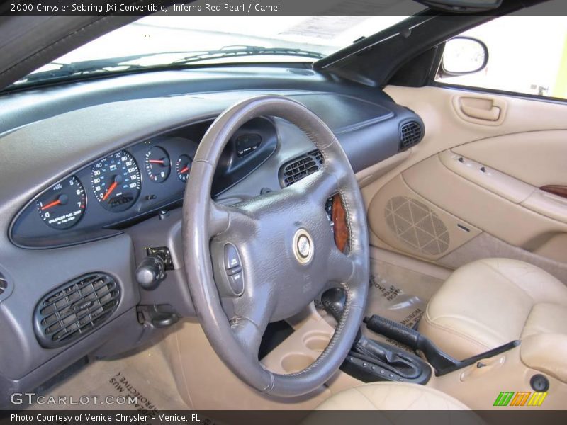 Inferno Red Pearl / Camel 2000 Chrysler Sebring JXi Convertible