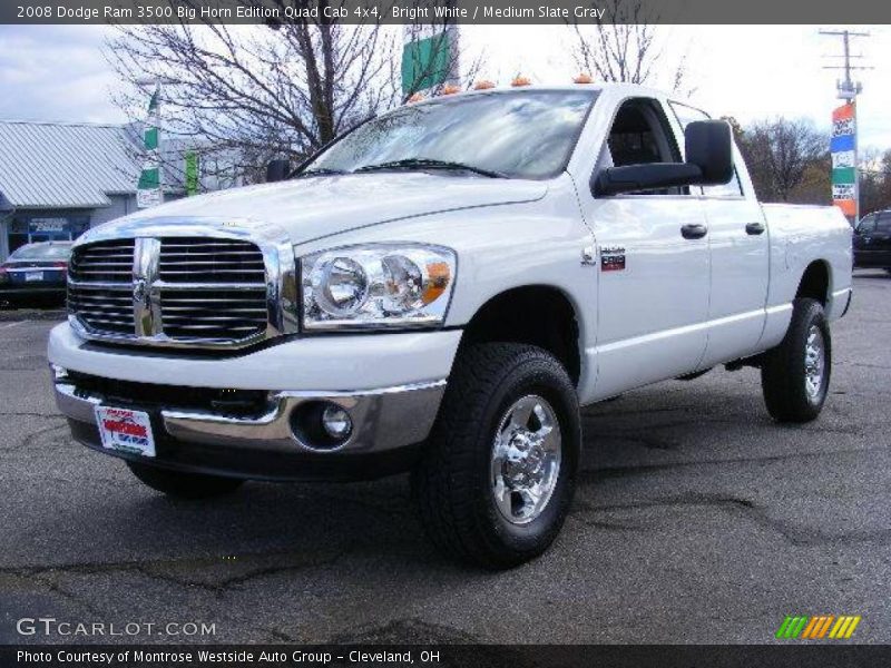 Bright White / Medium Slate Gray 2008 Dodge Ram 3500 Big Horn Edition Quad Cab 4x4