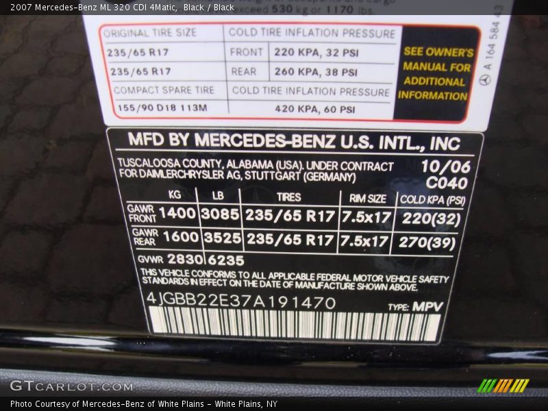 Black / Black 2007 Mercedes-Benz ML 320 CDI 4Matic