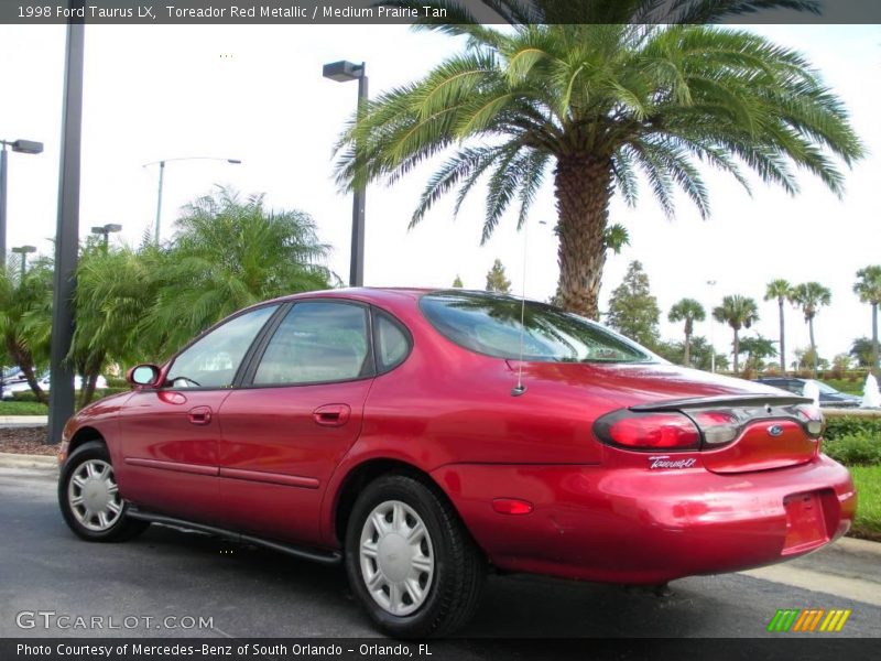 Toreador Red Metallic / Medium Prairie Tan 1998 Ford Taurus LX