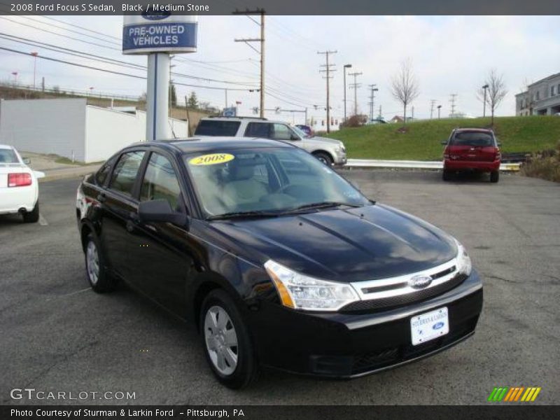 Black / Medium Stone 2008 Ford Focus S Sedan