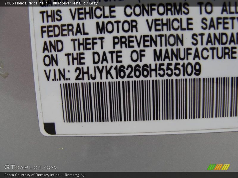 Billet Silver Metallic / Gray 2006 Honda Ridgeline RT