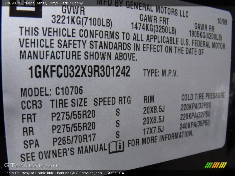 Onyx Black / Ebony 2009 GMC Yukon Denali
