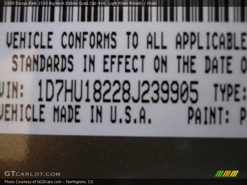 Light Khaki Metallic / Khaki 2008 Dodge Ram 1500 Big Horn Edition Quad Cab 4x4