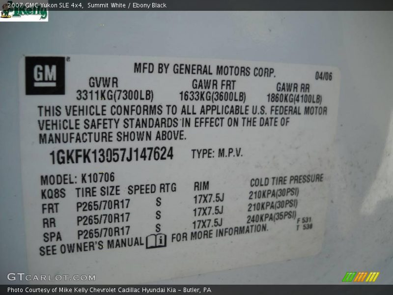 Summit White / Ebony Black 2007 GMC Yukon SLE 4x4