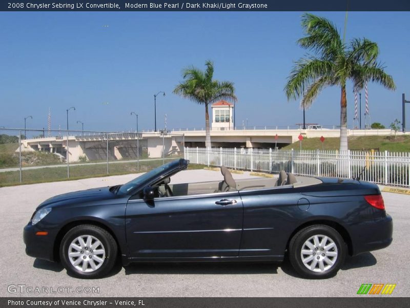 Modern Blue Pearl / Dark Khaki/Light Graystone 2008 Chrysler Sebring LX Convertible