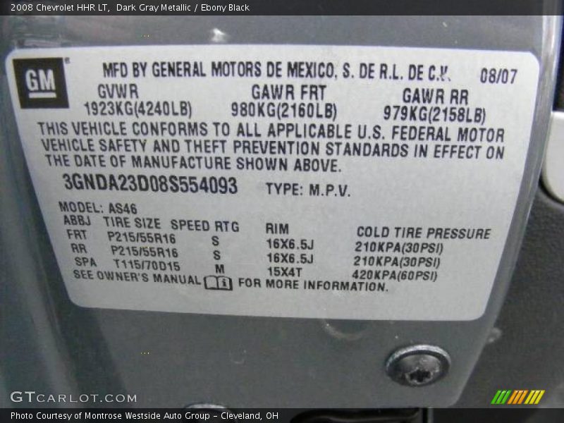 Dark Gray Metallic / Ebony Black 2008 Chevrolet HHR LT